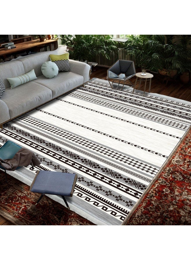 SMART HOME Large padded floor mat with a soft velvet surface and non-slip backing - Living room rug - Majlis rug - Lounge rug - Luxurious decorative rug - Elegant rug with modern patterns for living rooms and majlis - Size 350x250 cm - Suitable for everyday use and entertaining - Image 5